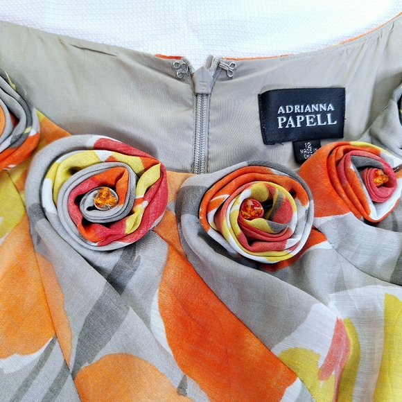 NWOT Adrianna Papell " The water color Tulips" dress size 12. - Picture 5 of 9